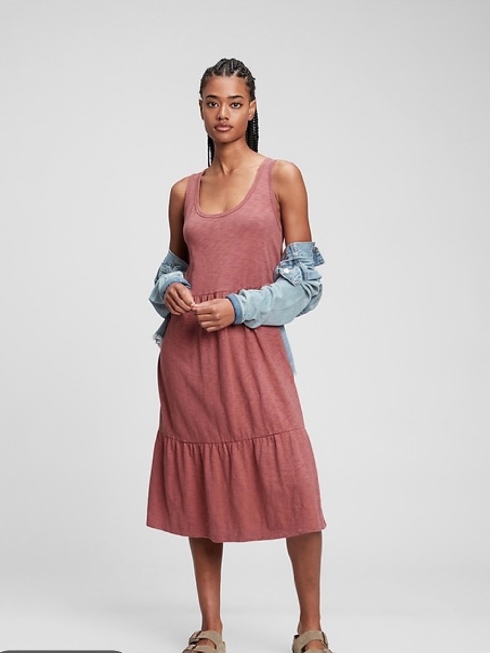 GAP Tiered Midi Dress - Dusty Rose
